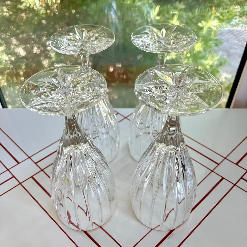 Vintage Mikasa Golden Tiara Crystal Iced Tea Goblets Gold Rim Set of 4